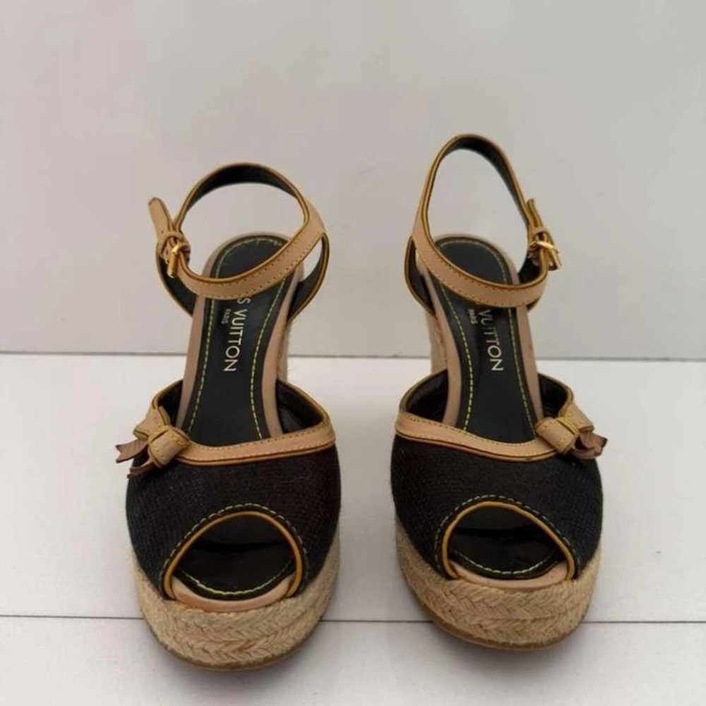 Louis Vuitton Isola Canvas Wedge Espadrilles Sandals FR38.5 US8 $1030 - Picture 5 of 15